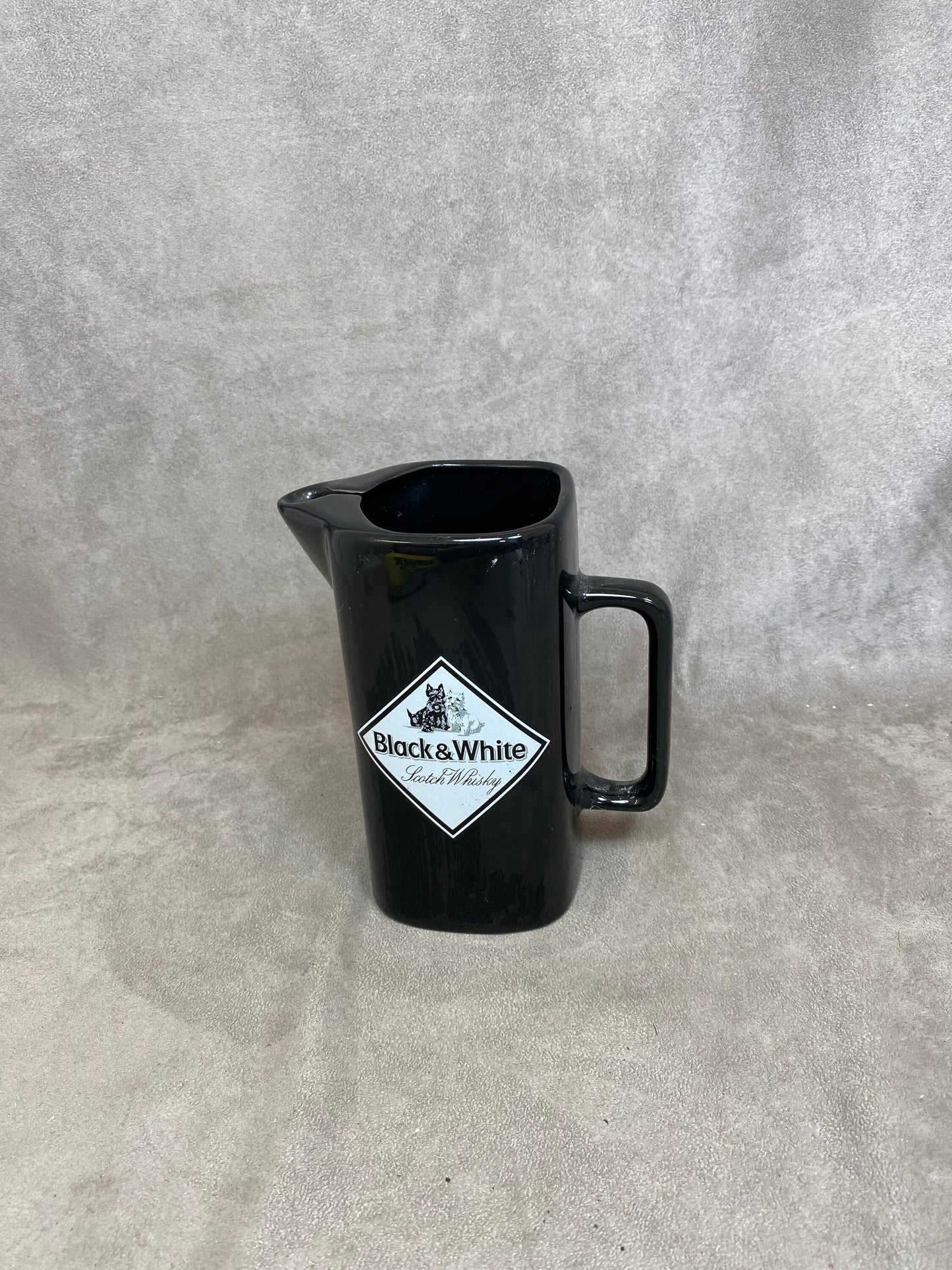 Vintage Black &amp; White Ceramic Advertising Jug Made in England 1980s