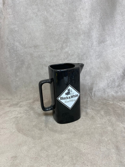 Vintage Black &amp; White Ceramic Advertising Jug Made in England 1980s