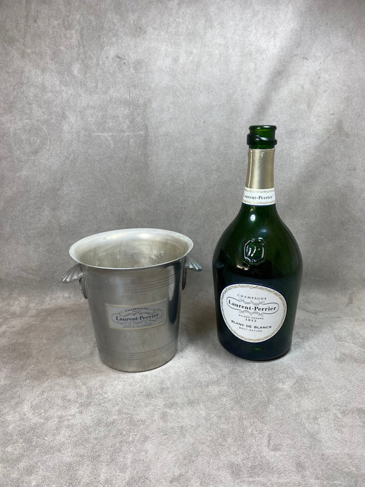 RARE Petit seau à champagne seau à glace en aluminium Laurent-Perrier vintage made in france Années 1970