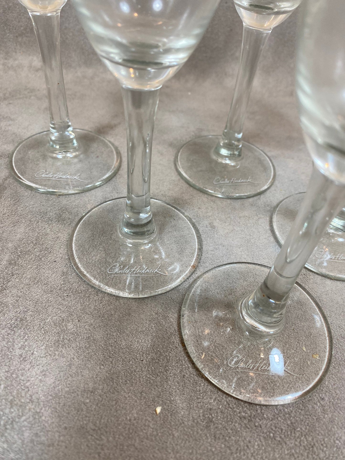 Set of 6 vintage crystal champagne flutes Charles Heidsieck 1980s
