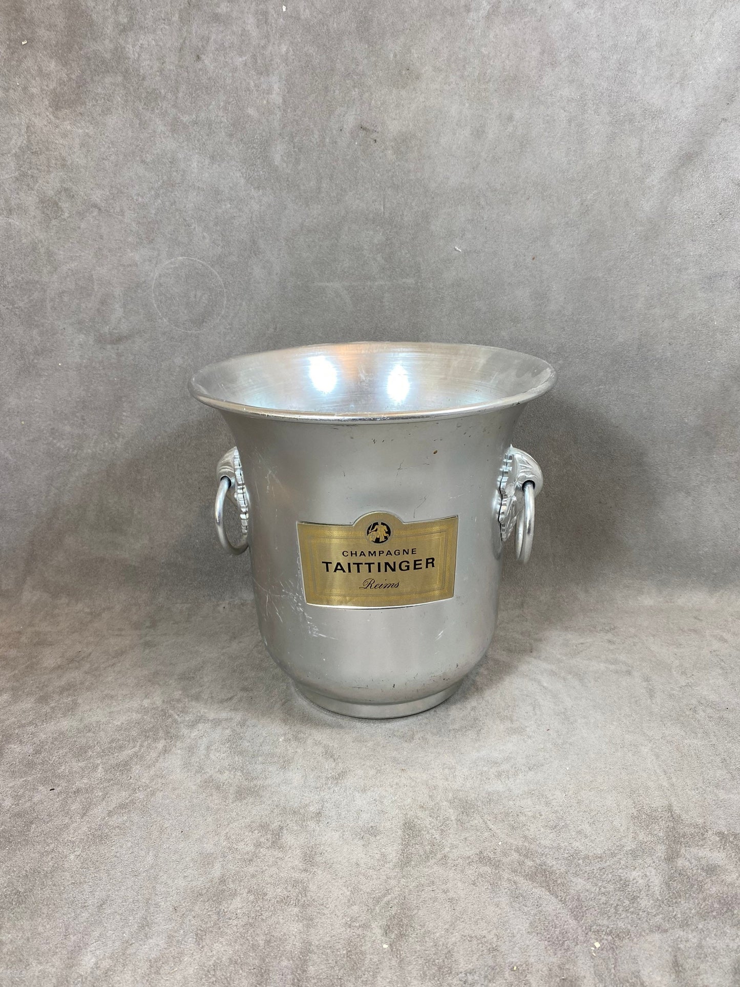 Seau à champagne Taittinger en métal vintage Made in France
