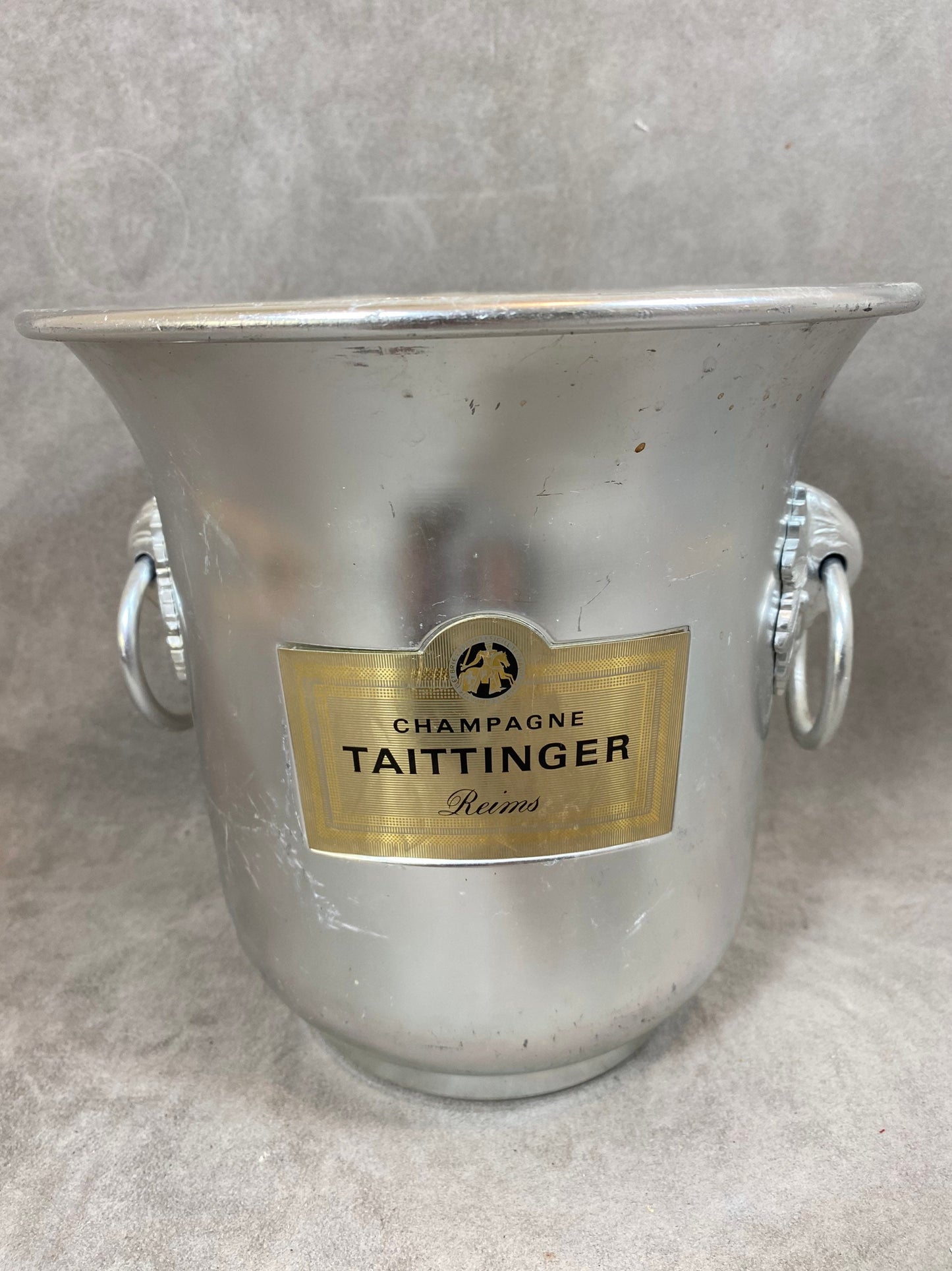 Seau à champagne Taittinger en métal vintage Made in France