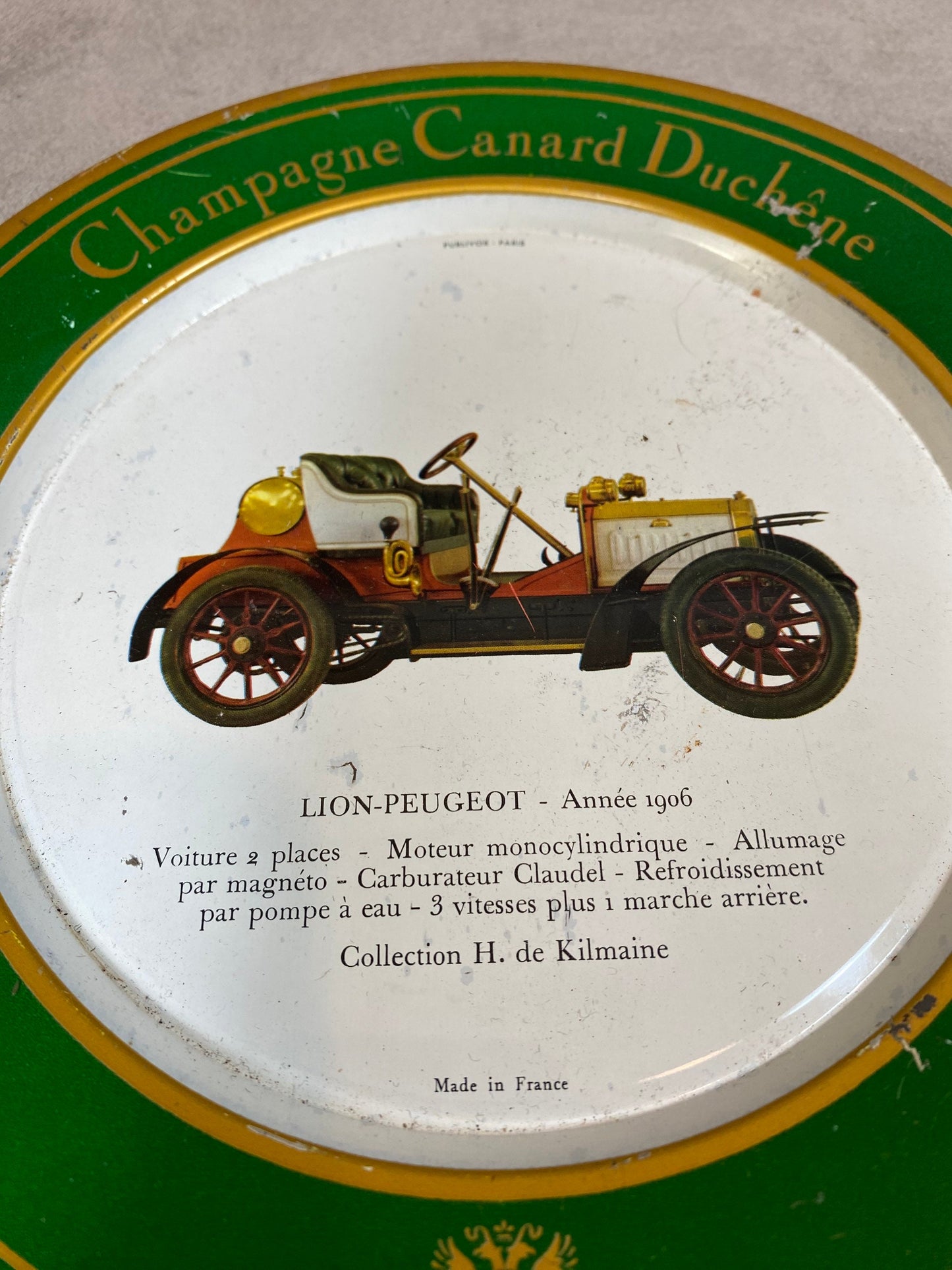 Vintage champagne ashtray tin plate Canard-Duchêne Made in France