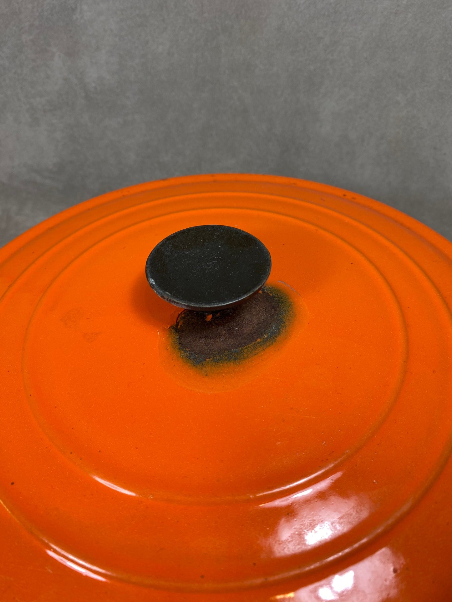 Vintage Le Creuset Cousance Orange Cast Iron Casserole Dish Made in France 1980s