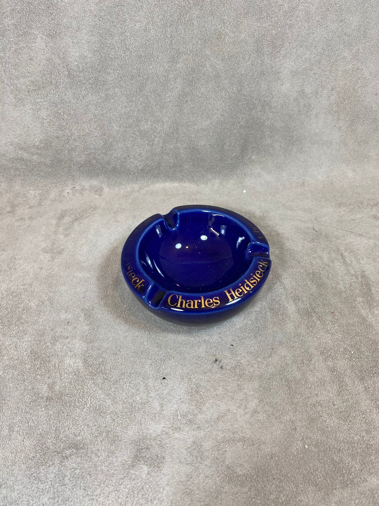 Vintage Charles Heidsieck Blue Ceramic Champagne Ashtray 1980s