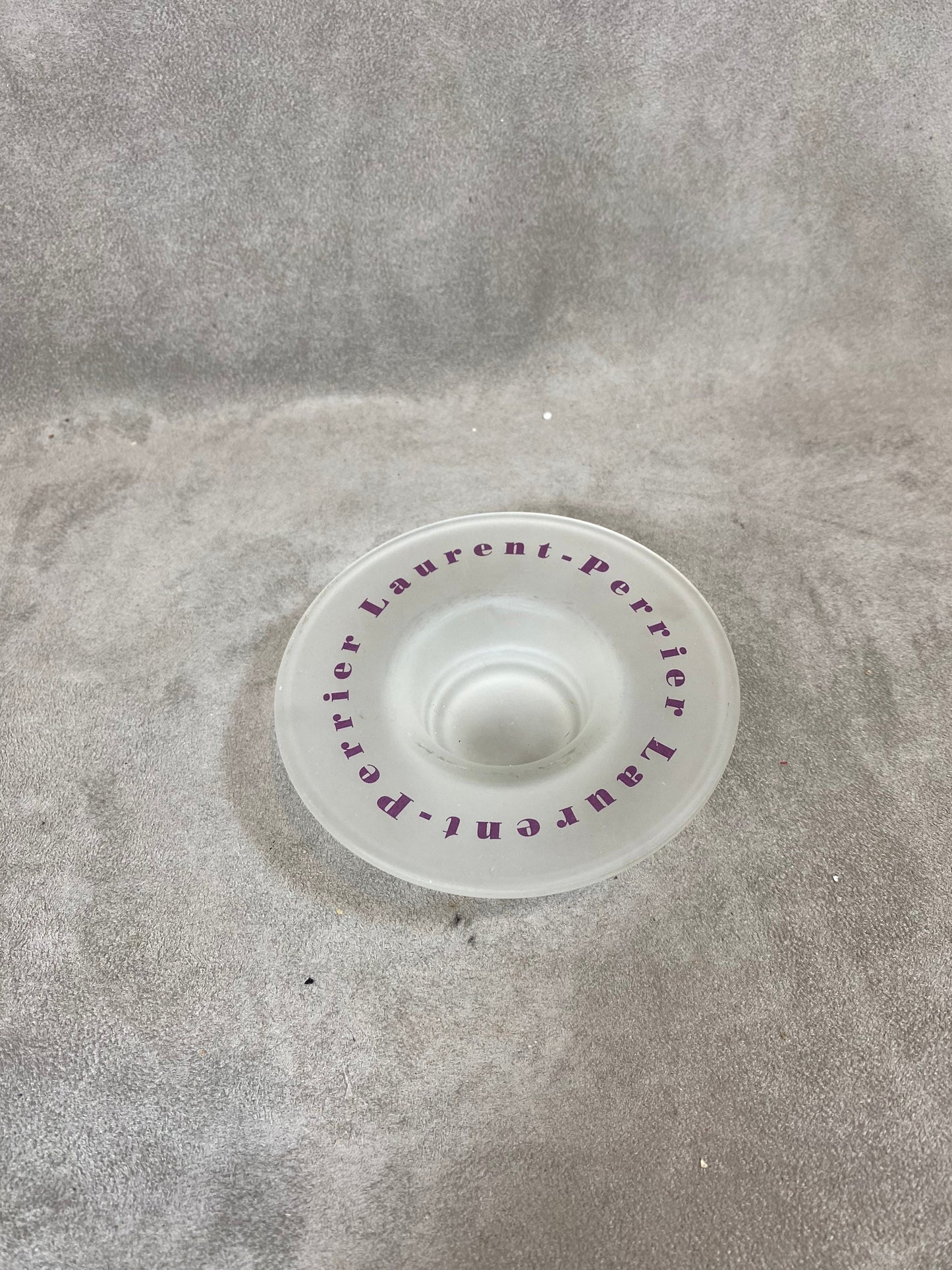 Laurent-Perrier champagne pocket ashtray in vintage glass Made in France