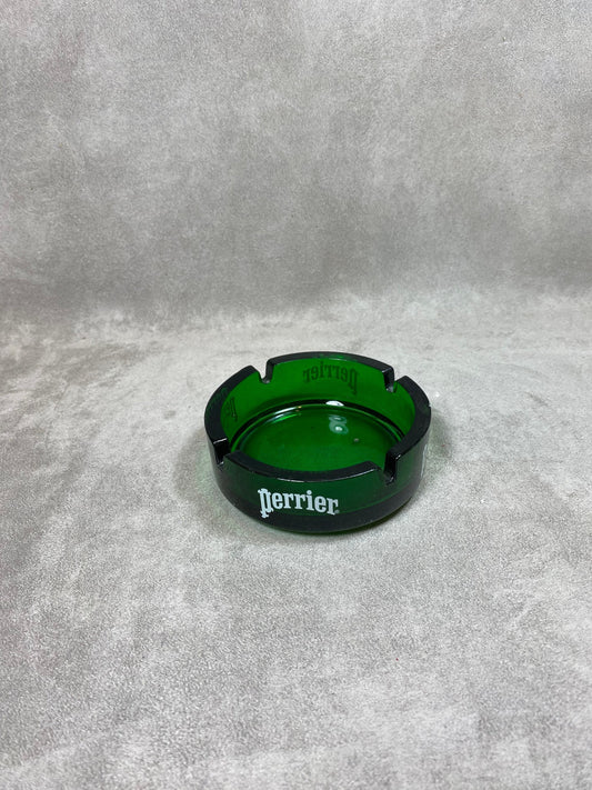 Perrier green glass ashtray 1980s