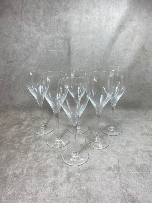 RARE Set of 6 Veuve Clicquot Crystal Flutes Vintage Made in France 1950s