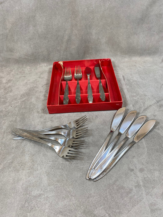 Set of 12 Letang Remy fish cutlery in 18/10 vintage stainless steel Made in France