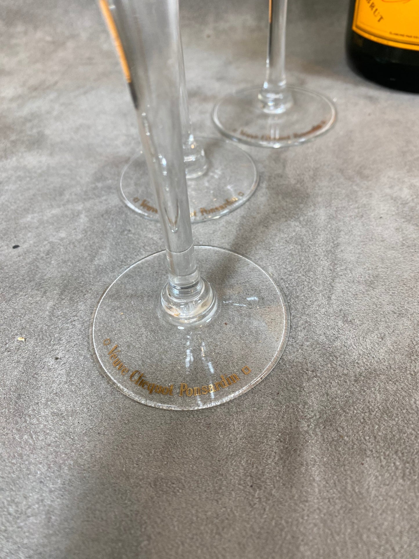 RARE 6 Flûtes Veuve Clicquot L'authentique en verre soufflée bouche vintage made in France