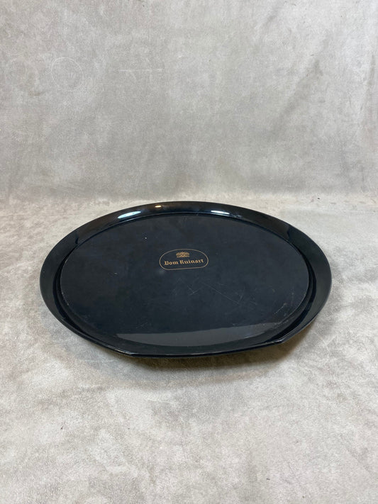 RARE DOM Ruinart round tray in vintage champagne black plexiglass Made in France