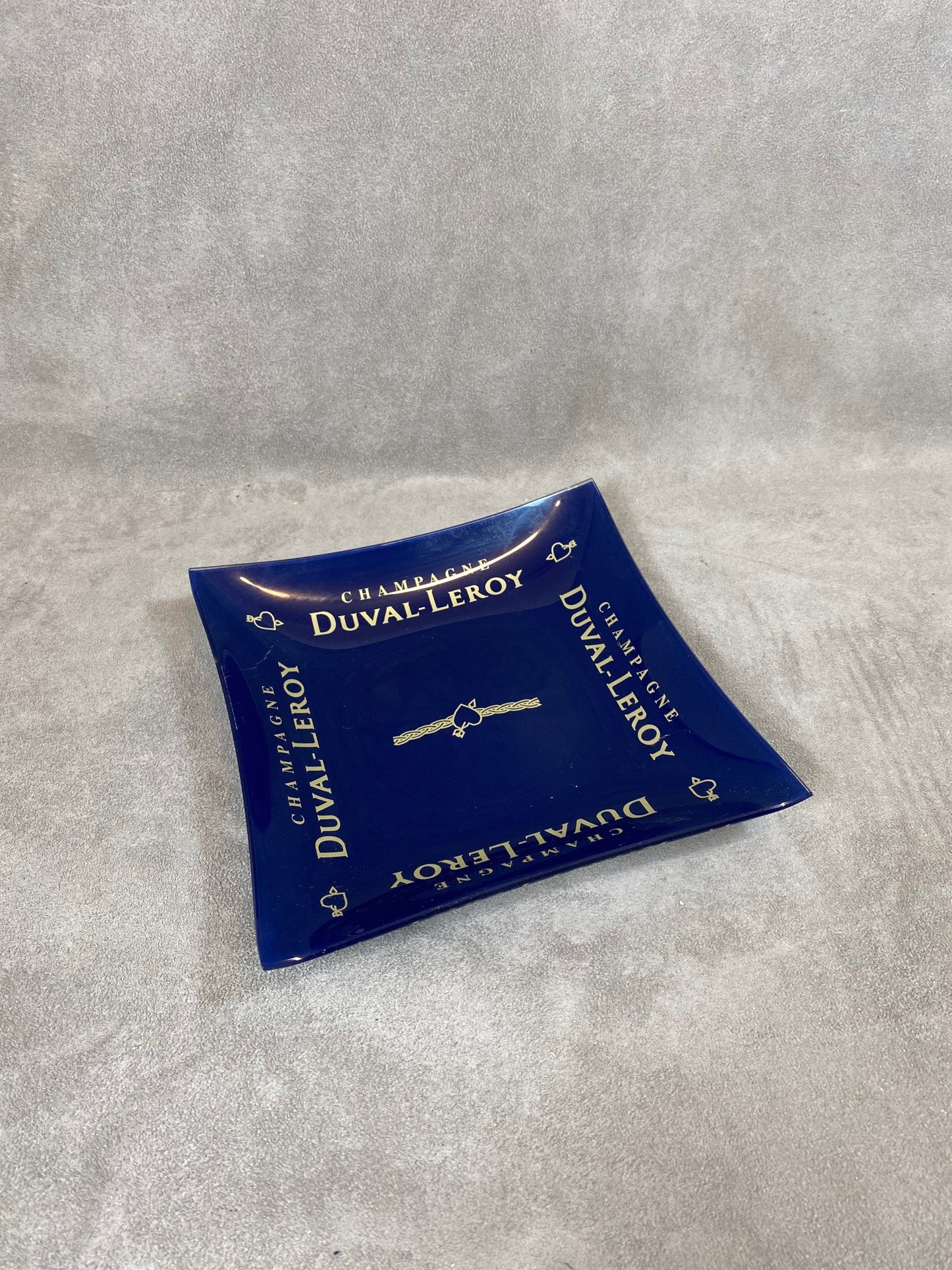 Duval-Leroy Vintage Champagne Blue Glass Ashtray 1990s