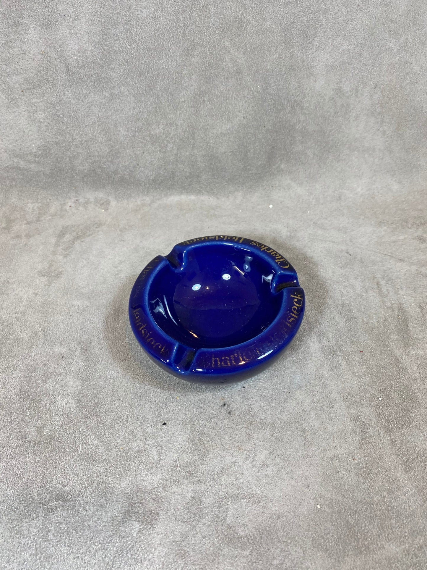 Vintage Charles Heidsieck Blue Ceramic Champagne Ashtray 1980s