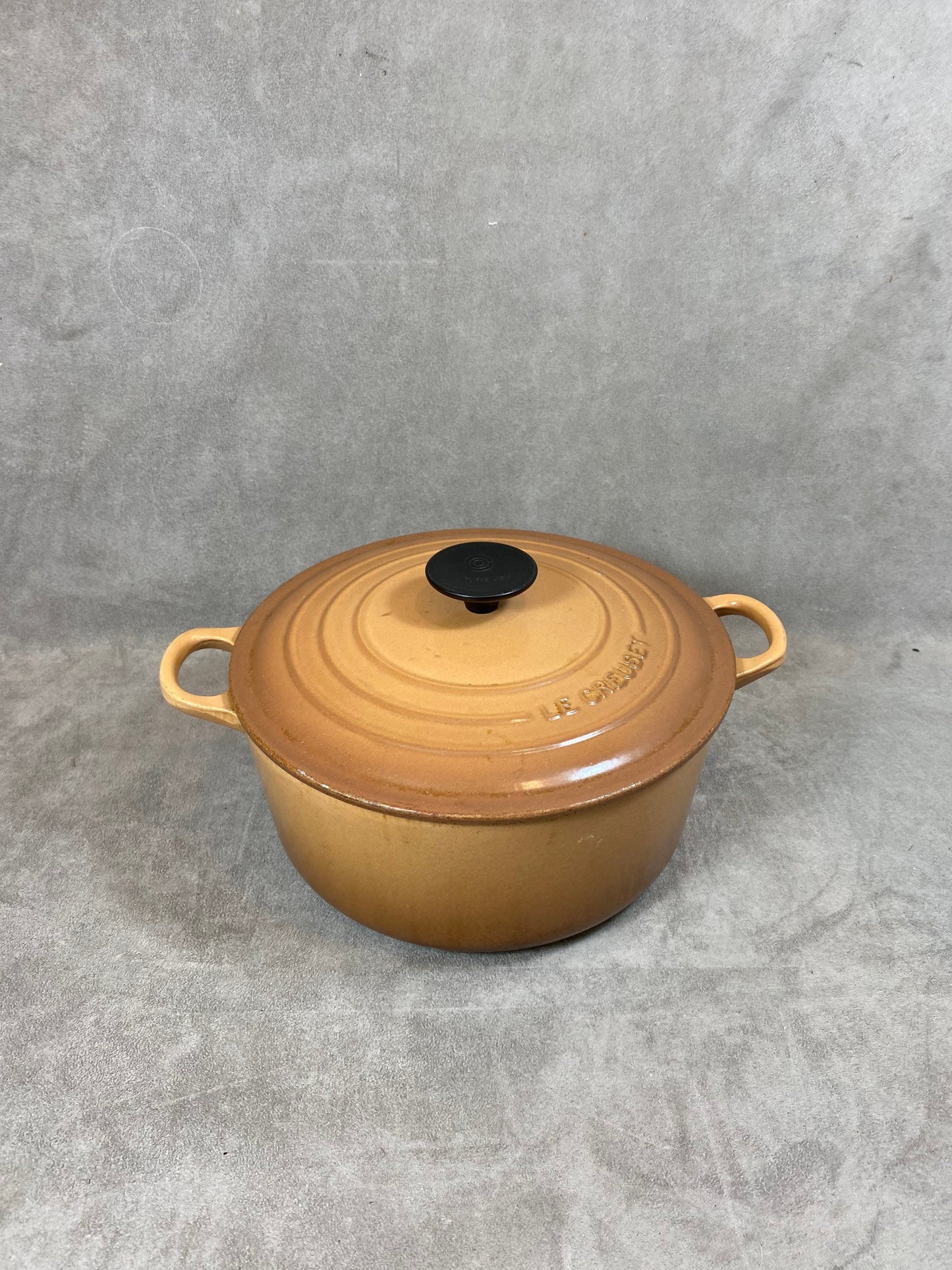 Vintage Le Creuset Cousance Orange Cast Iron Casserole Dish Made in France 1980s