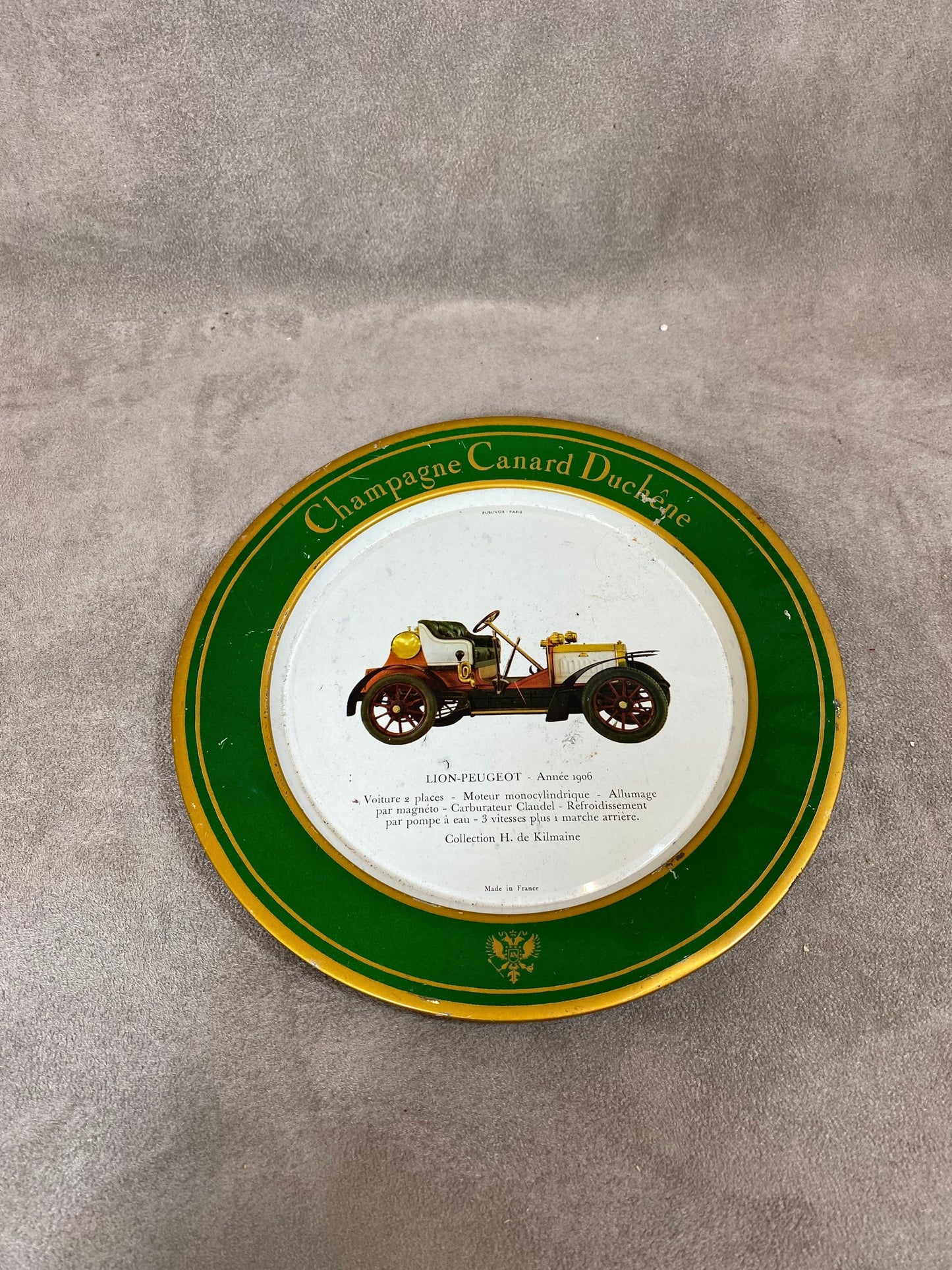 Vintage champagne ashtray tin plate Canard-Duchêne Made in France