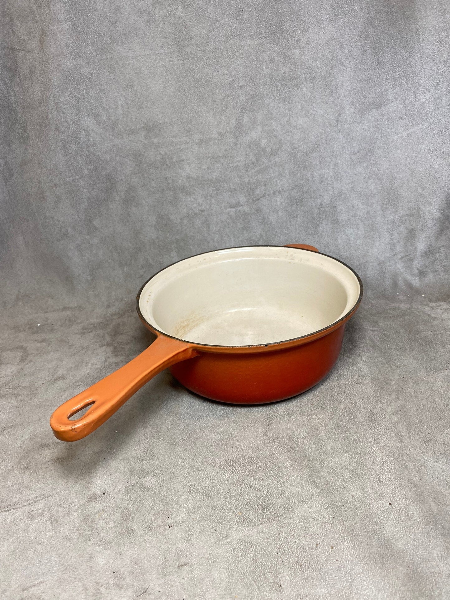 Vintage Le Creuset orange enameled cast iron casserole dish Vintage made in France 1970