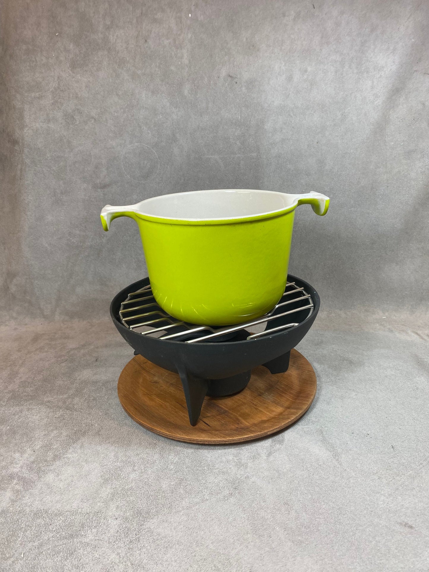 Vintage Le Creuset enameled cast iron fondue set Made in France