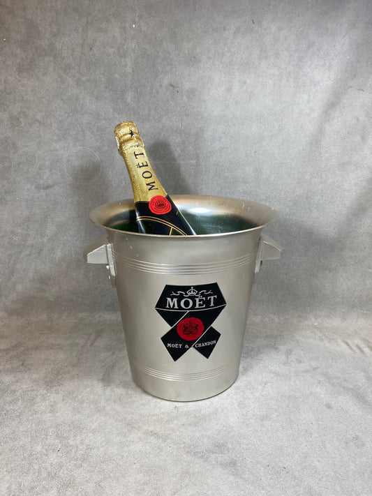Seau à champagne en aluminium Möet & Chandon vintage 1970 Made in France