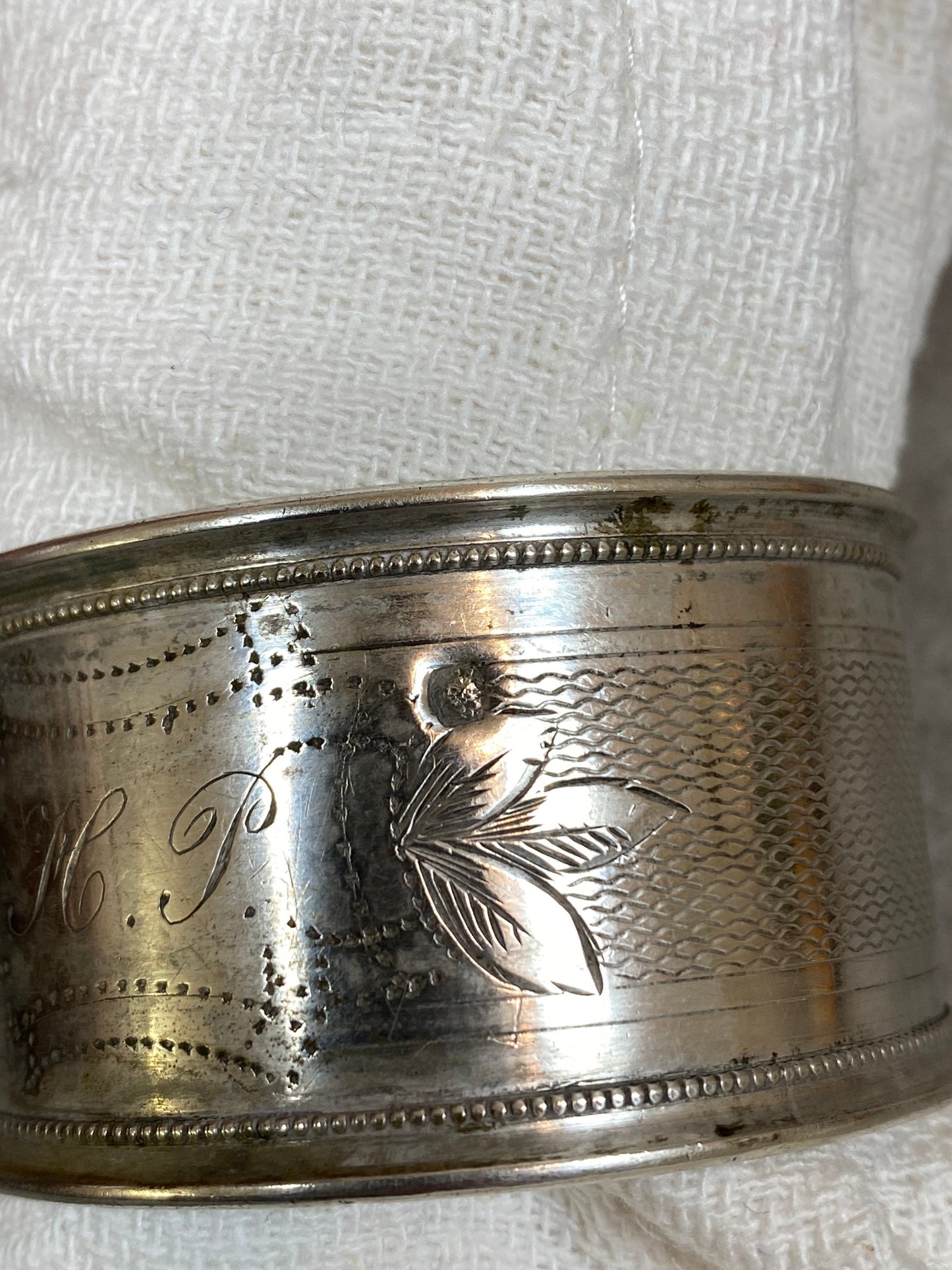 RARE Solid Sterling Silver 925 Napkin Ring, HP Monogram, Goldsmith's Hallmark, Made in France, Vintage 1970