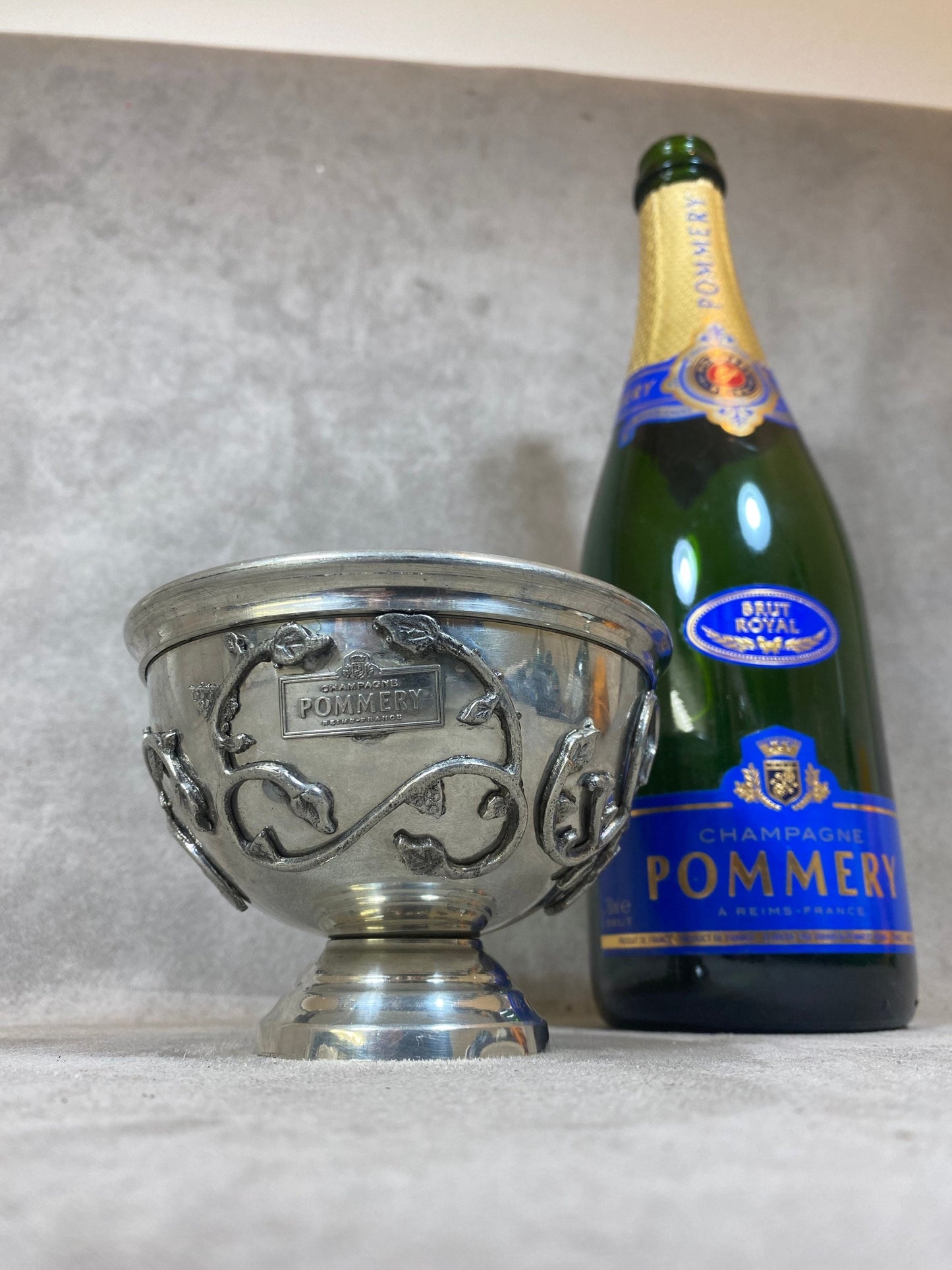 RARE Seau à glaçons Pommery en acier vintage Made in France