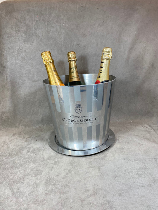 Seau à champagne ou à magnum champagne George Goulet en métal Made in France Années 1970