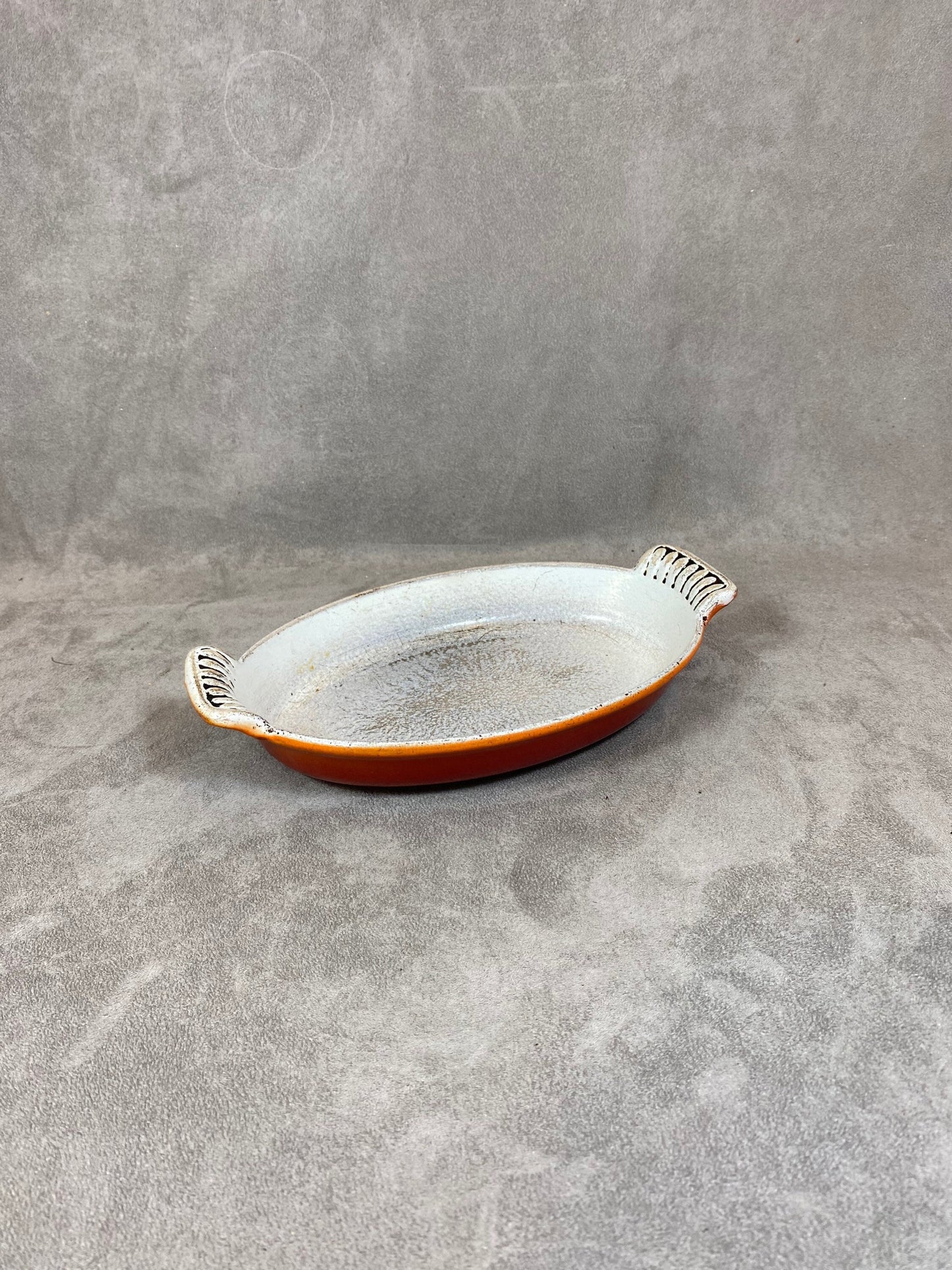 Vintage Le Creuset Orange Cast Iron Dish Made in France 1980s