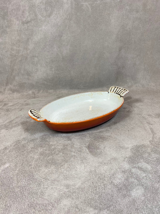 Vintage Le Creuset Orange Cast Iron Dish Made in France 1980s