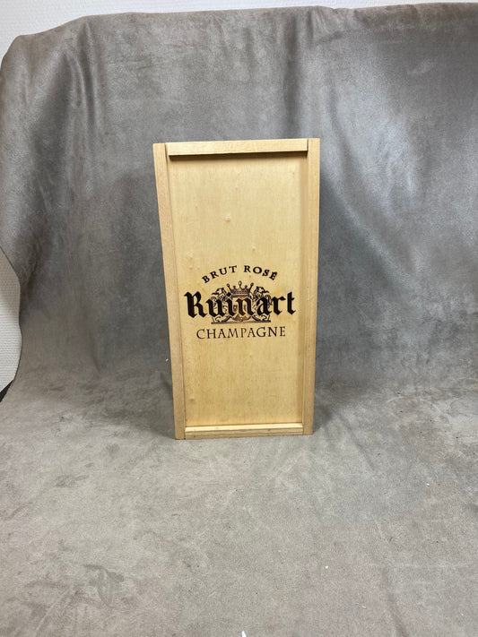 Ruinart Brut Rosé Champagne Wooden Case Made in France 1980s