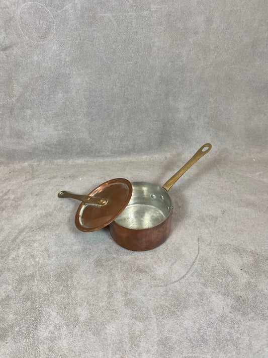 Vintage Copper Saucepan with Lid Made in France 1930