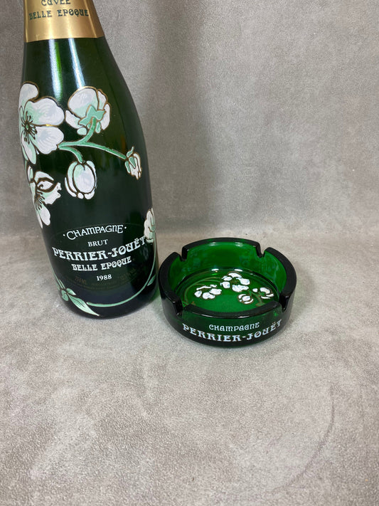 Cendrier en verre vintage champagne Perrier-Jouët Belle Epoque Années 1970