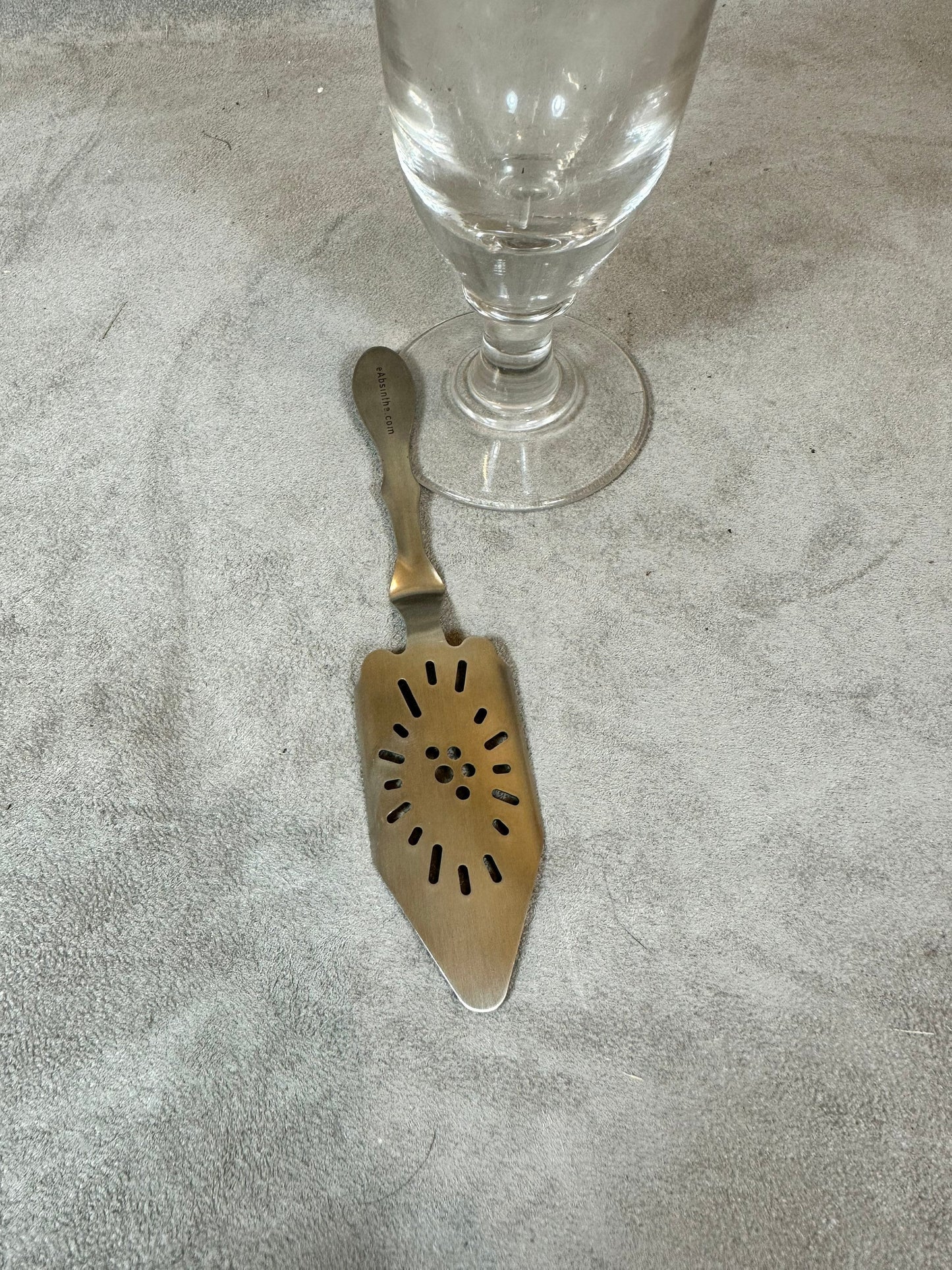 RARE Lot of an absinthe glass and old absinthe spoon in extra white metal vintage 1950 Made in France