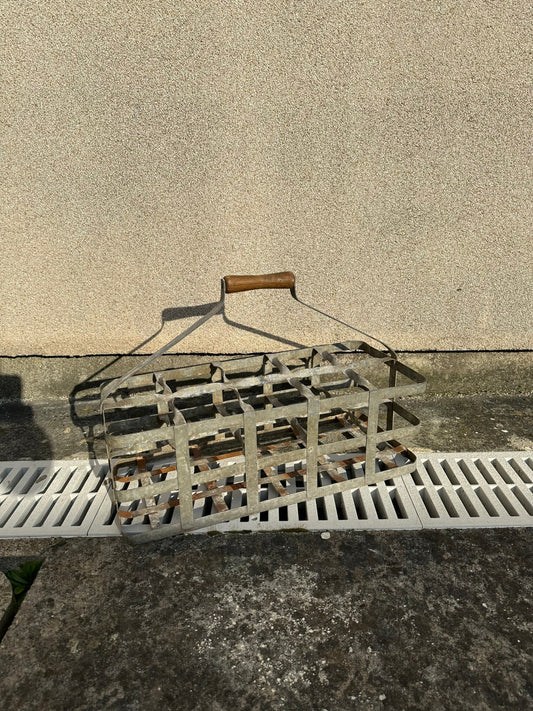 Panier pour 10 bouteilles en métal Made in France Vintage 1970