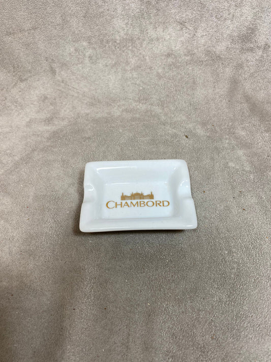 Petit cendrier publicitaire liqueur Chambord en porcelaine blanche vintage