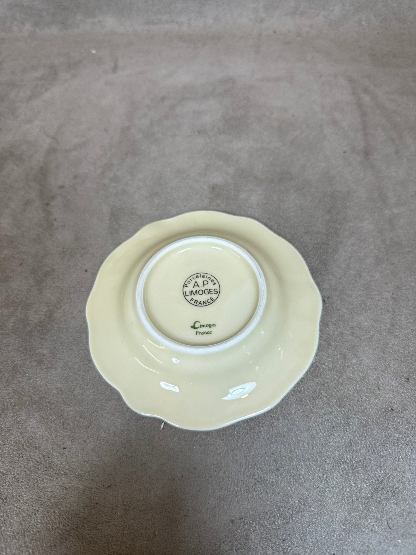 Limoges Porcelain Ashtray AP, Voiturelle 1750 d'Artois, Made in France, Vintage 1970