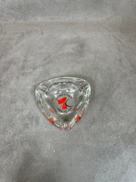 Glass Advertising Ashtray, French Counters, Made in France, Vintage 1970