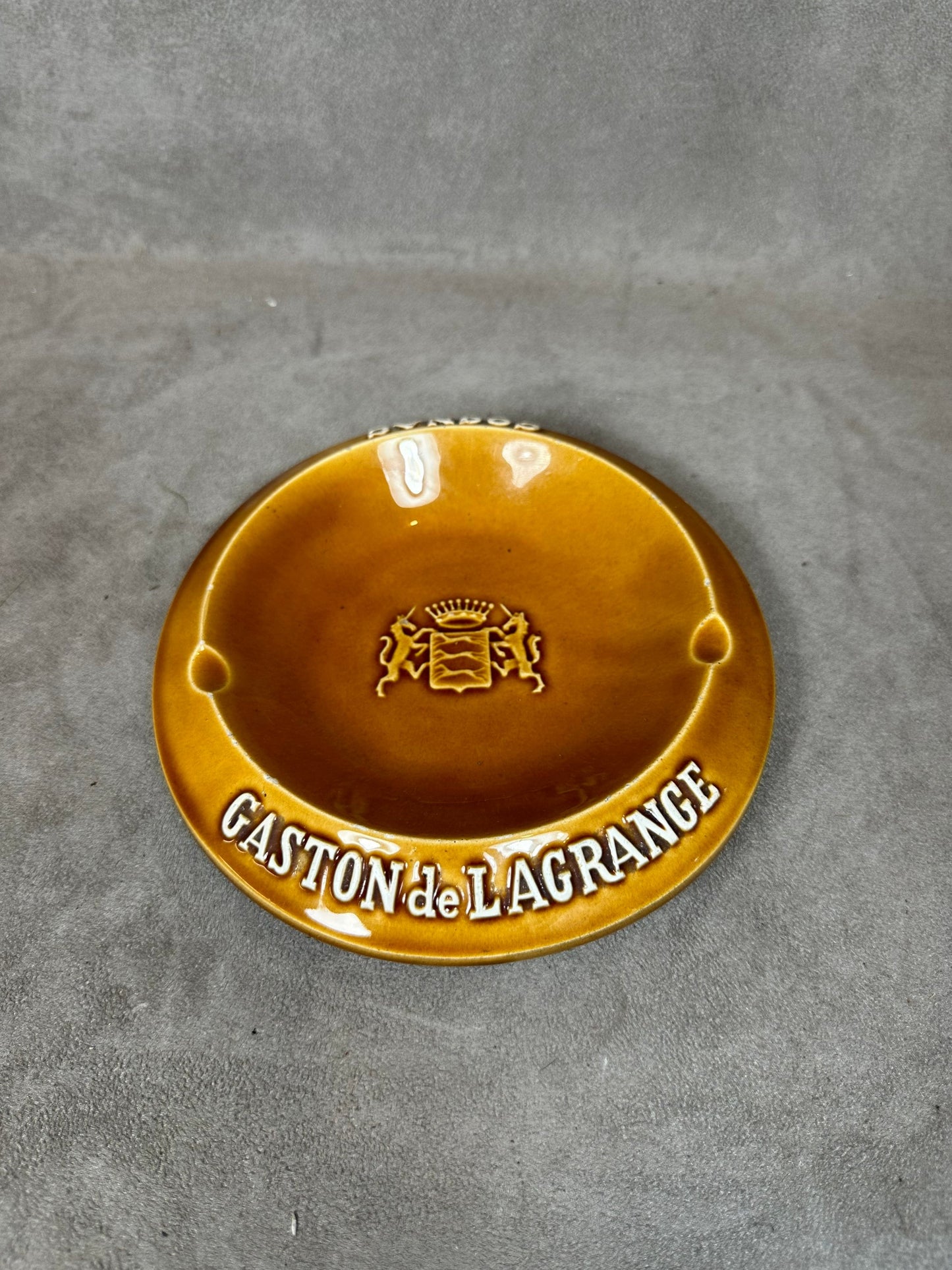 Advertising Ashtray in Art Earthenware, Cognac Gaston de Lagrange, Proceram Aubagne en Provence, Made in France, Vintage 1970