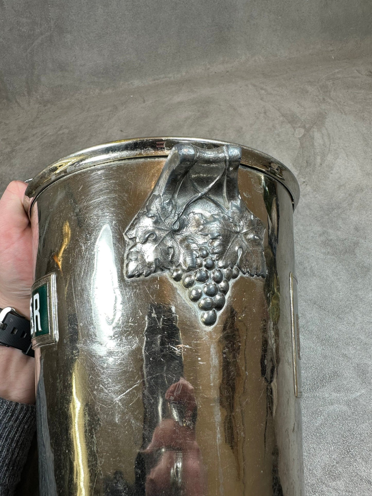 VERY RARE Magnificent Silver Metal Champagne Bucket Piper-Heidsieck Reims Made in France 1940s