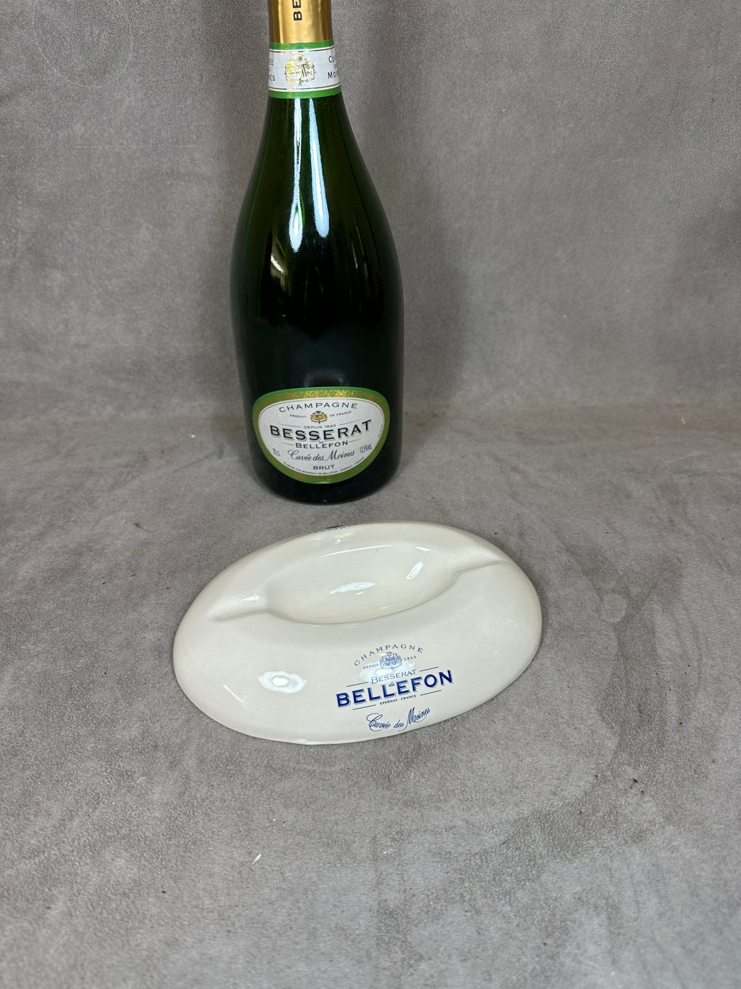 Keramik Aschenbecher Rot Fontaine Blanche Champagner Besserat de Bellefon Vintage Made in France