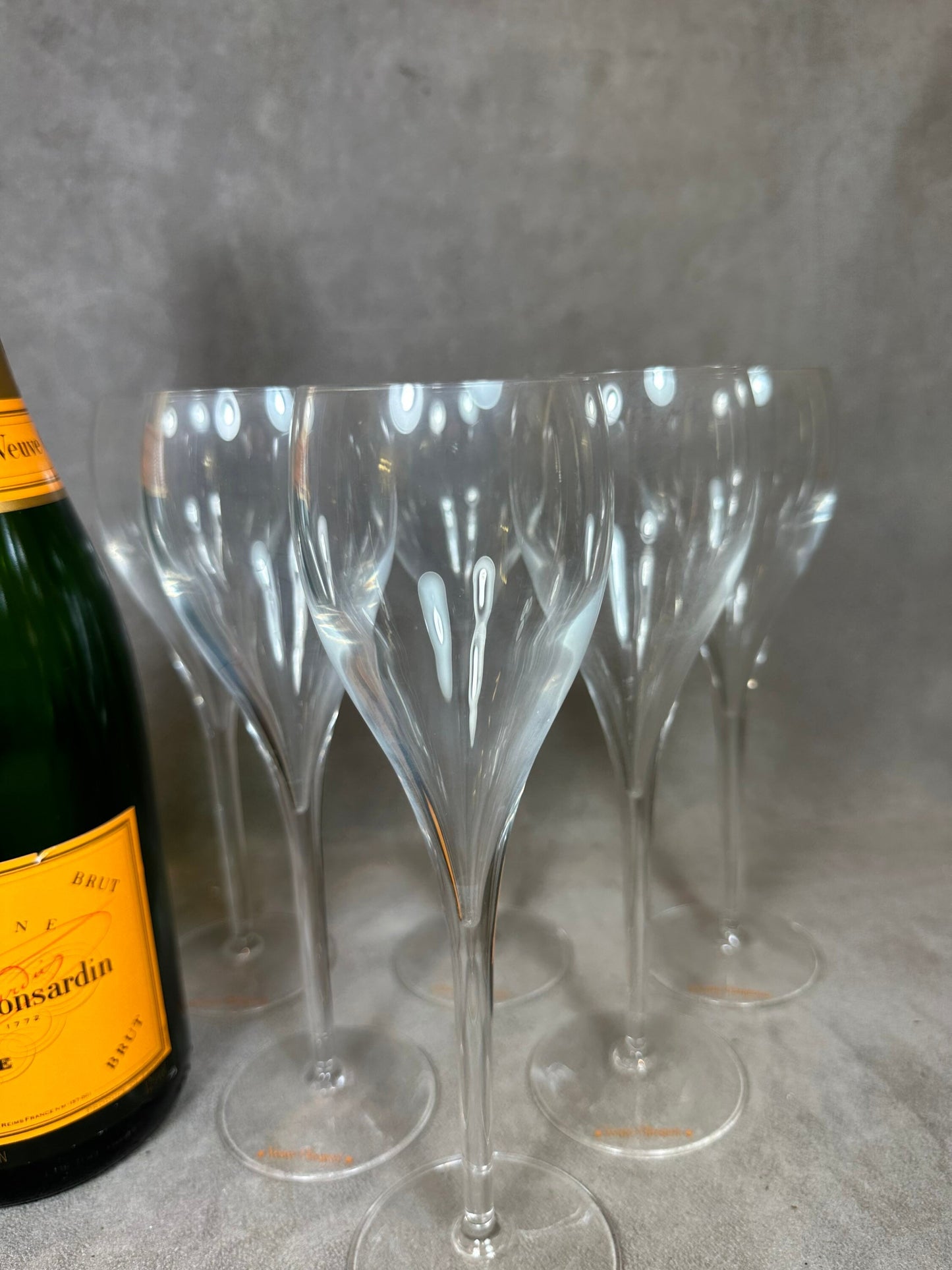 RARE 6 Flûtes Veuve Clicquot L'authentique en verre soufflée bouche vintage made in France