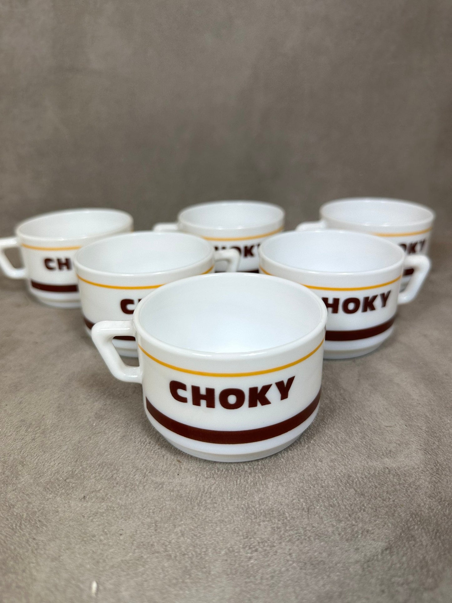 Service de 6 Tasses en Verre par Arcopal, CHOKY, Made in France, Vintage 1980