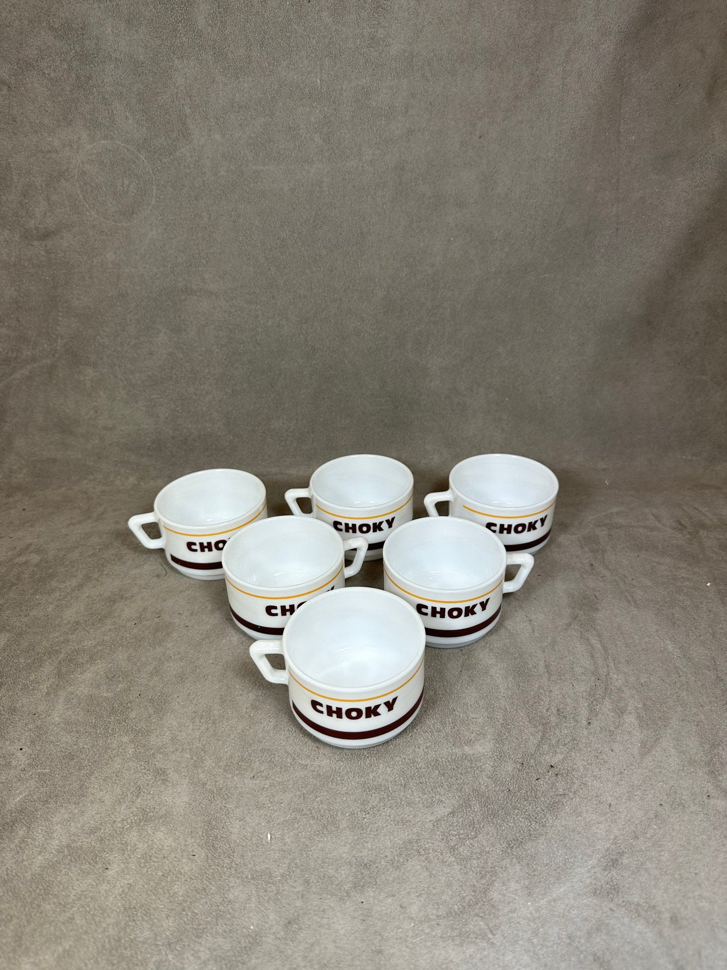 Service de 6 Tasses en Verre par Arcopal, CHOKY, Made in France, Vintage 1980