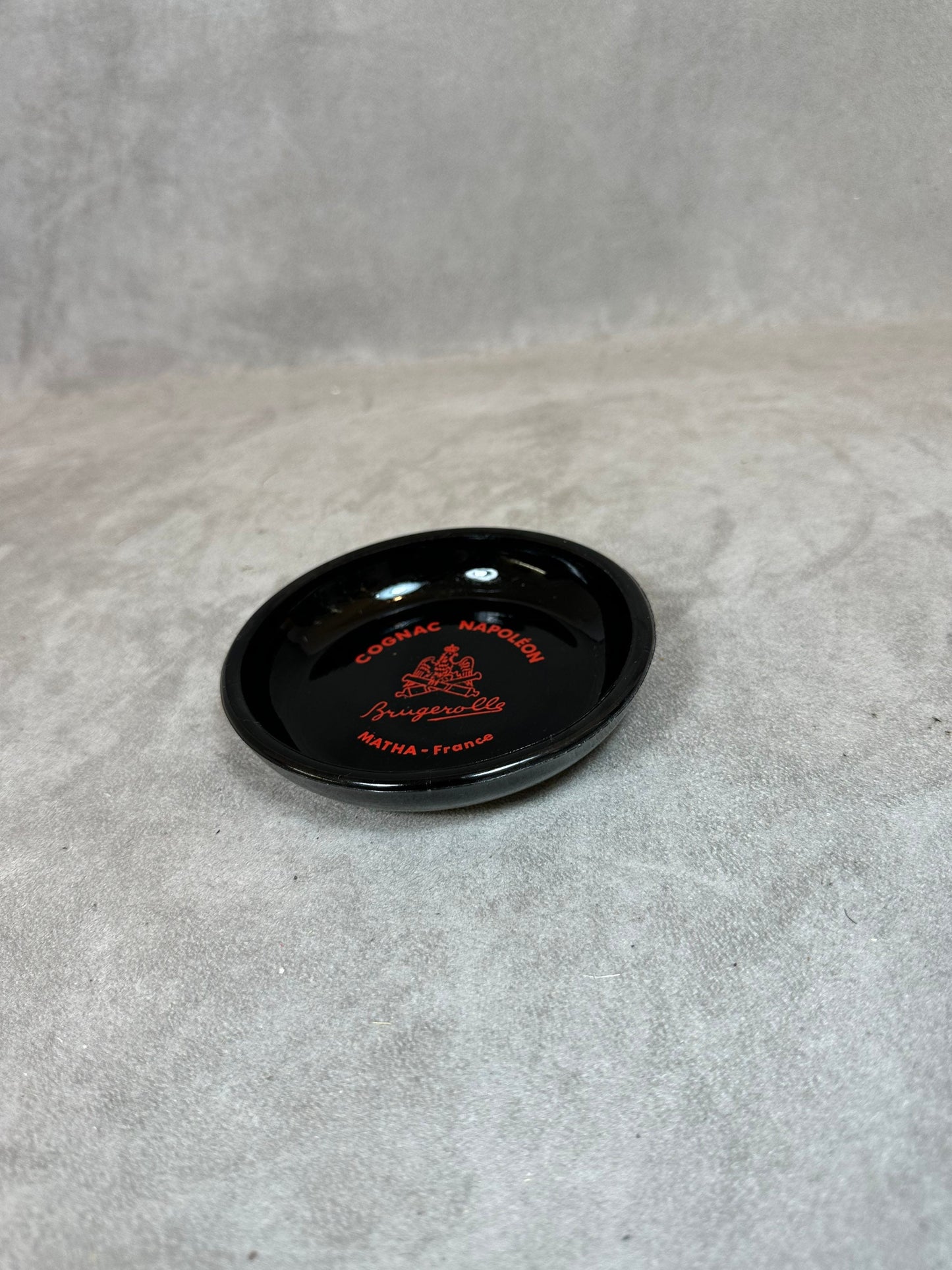 Glass Advertising Ashtray, Cognac Napoléon, Brugerolle, Made in France, Vintage 1980