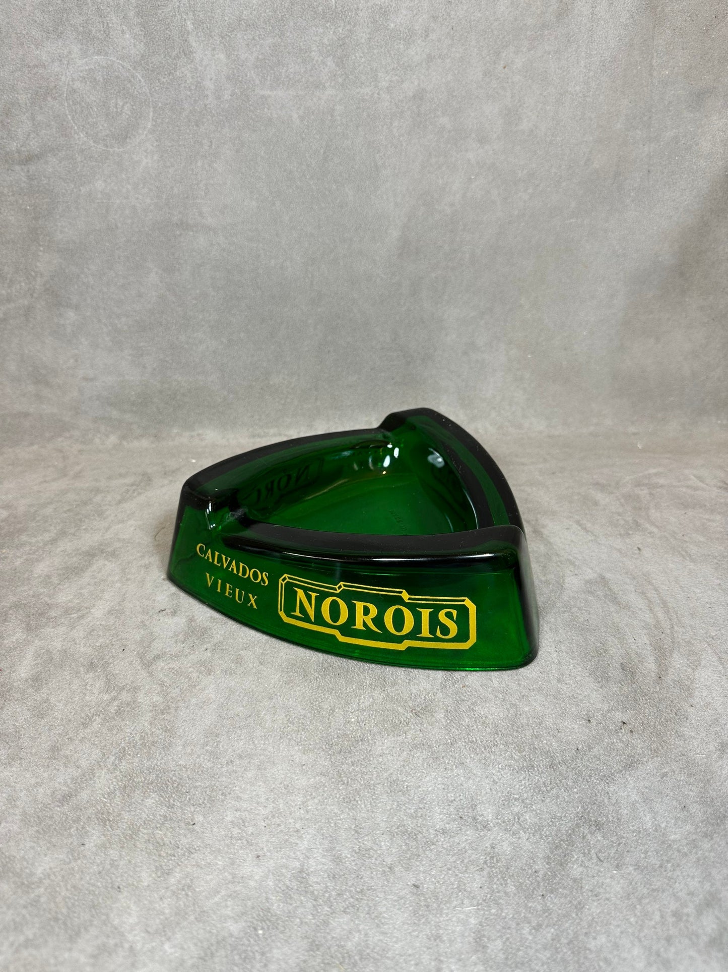 XXL advertising ashtray Calvados NOROIS in green glass