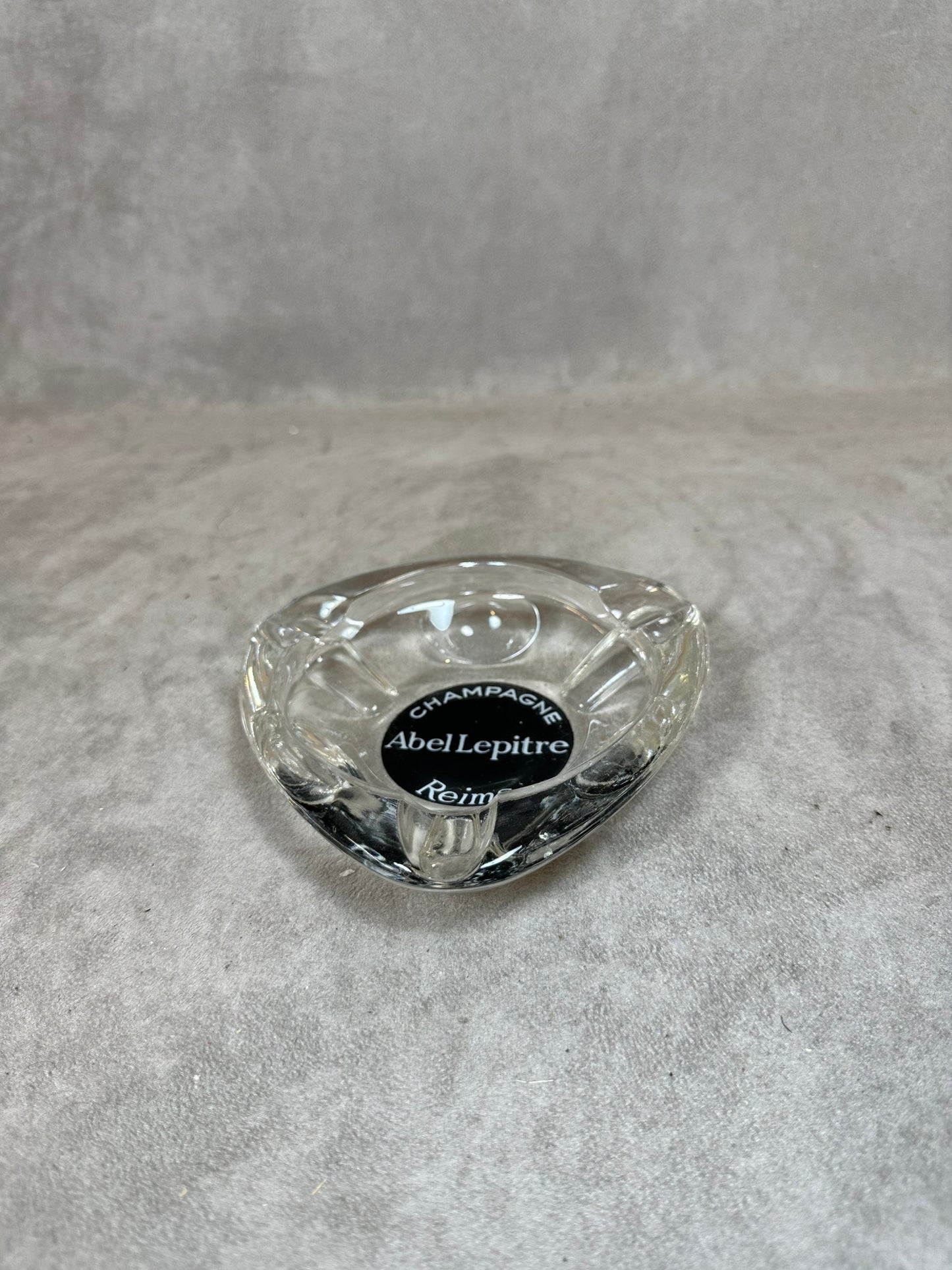 Glass Advertising Ashtray, Champagne Abel Lepitre Reims, Made in France, Vintage 1980