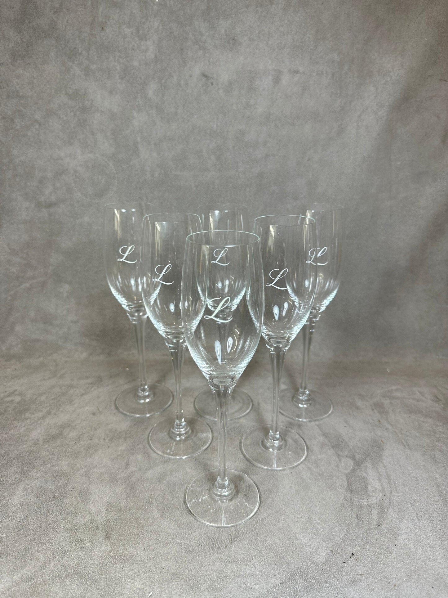 6 Flûtes Reims Champagne Lanson vintage en cristal