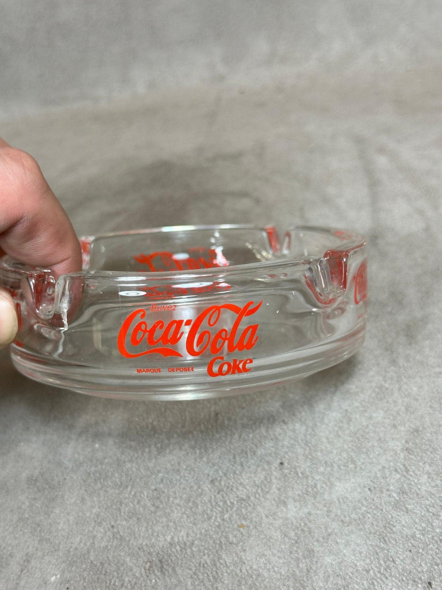 Glass Ashtray, Coca Cola, Made in France, Vintage 1980