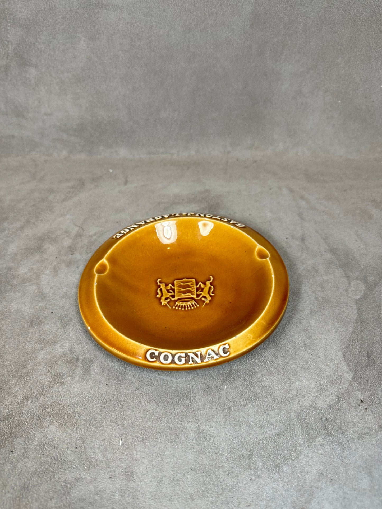 Advertising Ashtray in Art Earthenware, Cognac Gaston de Lagrange, Proceram Aubagne en Provence, Made in France, Vintage 1970