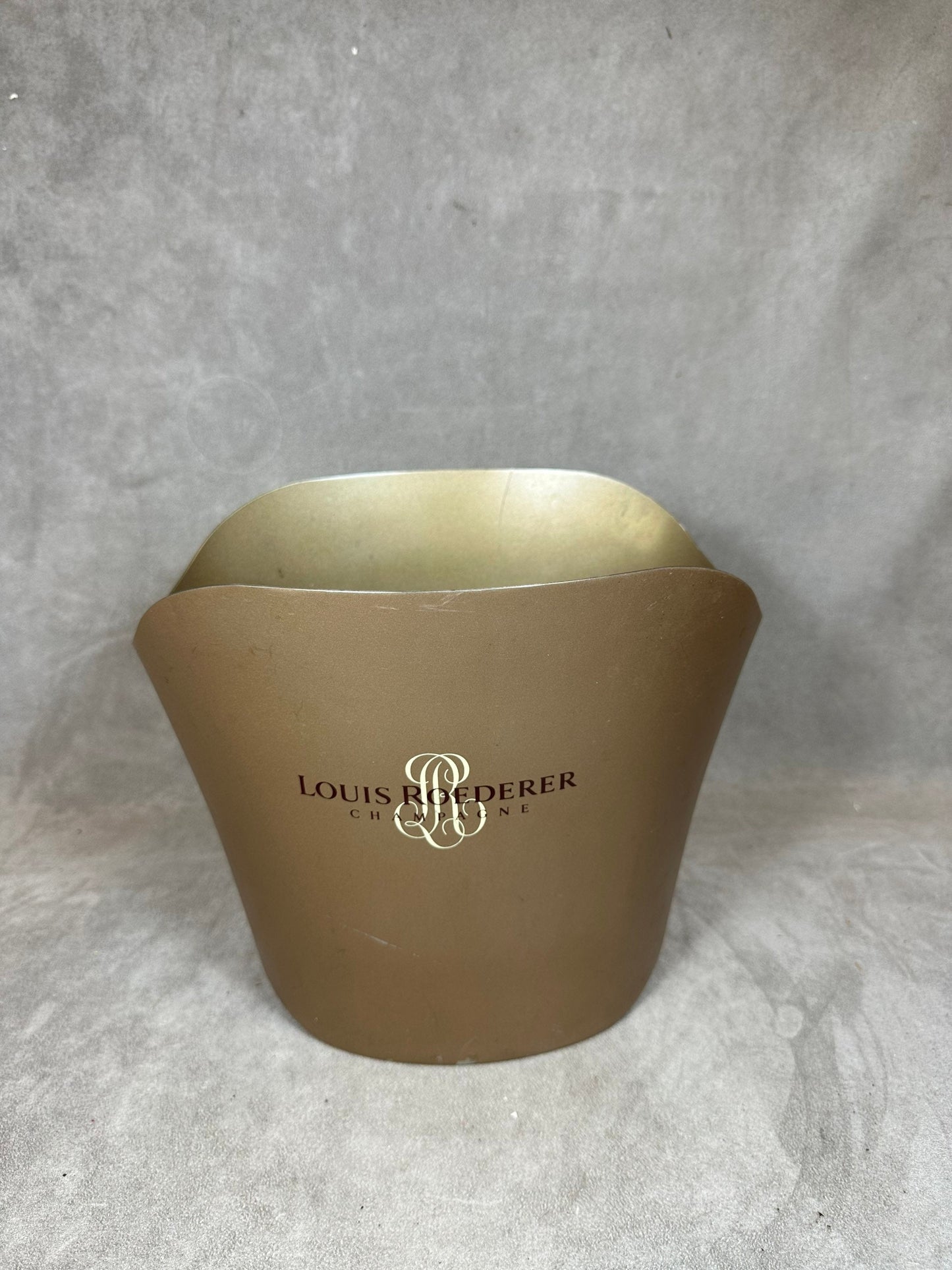 RARE Gold Metal Champagne Bucket for 2 Bottles of Champagne Roederer Reims 1980s