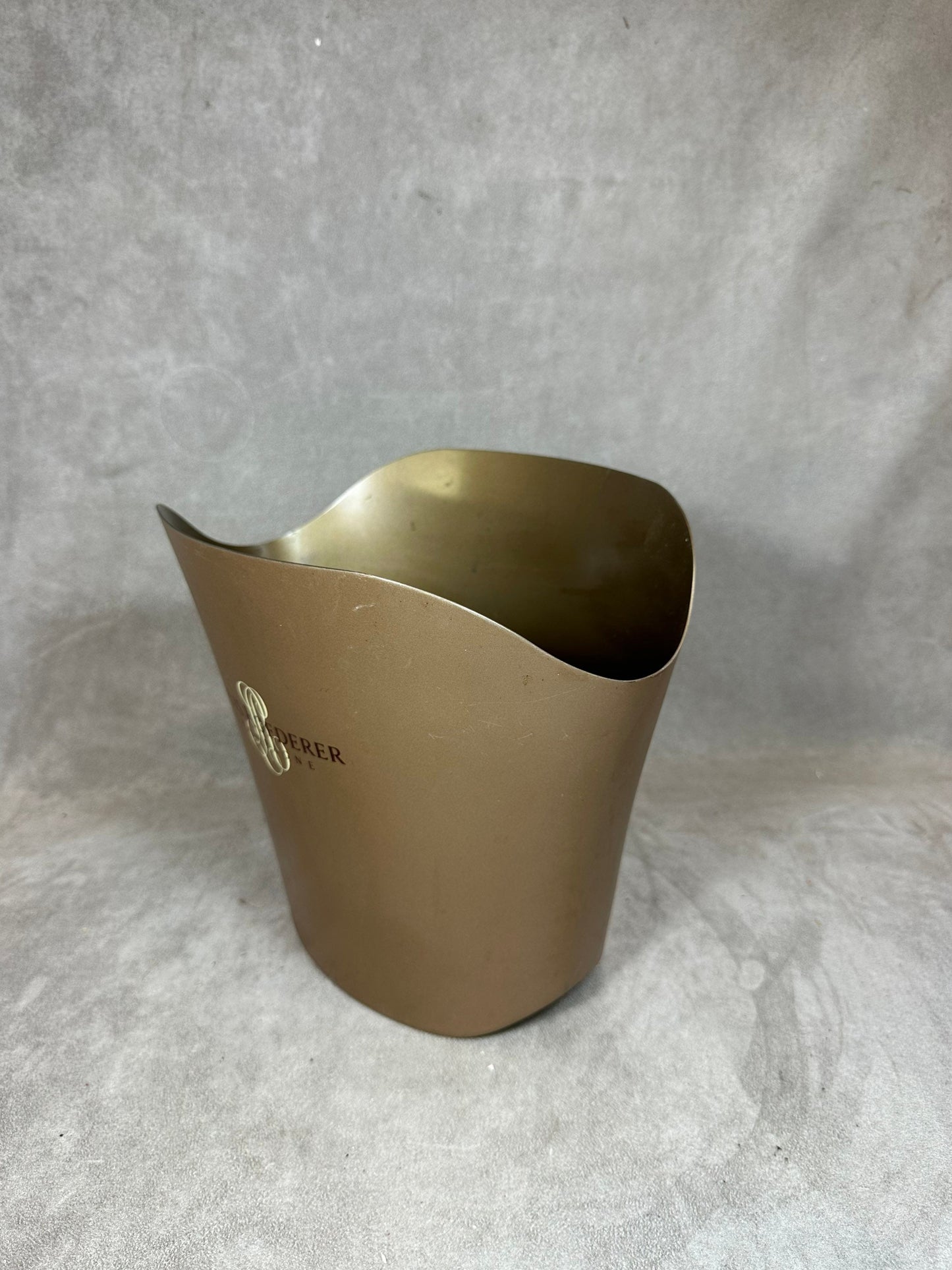 RARE Gold Metal Champagne Bucket for 2 Bottles of Champagne Roederer Reims 1980s