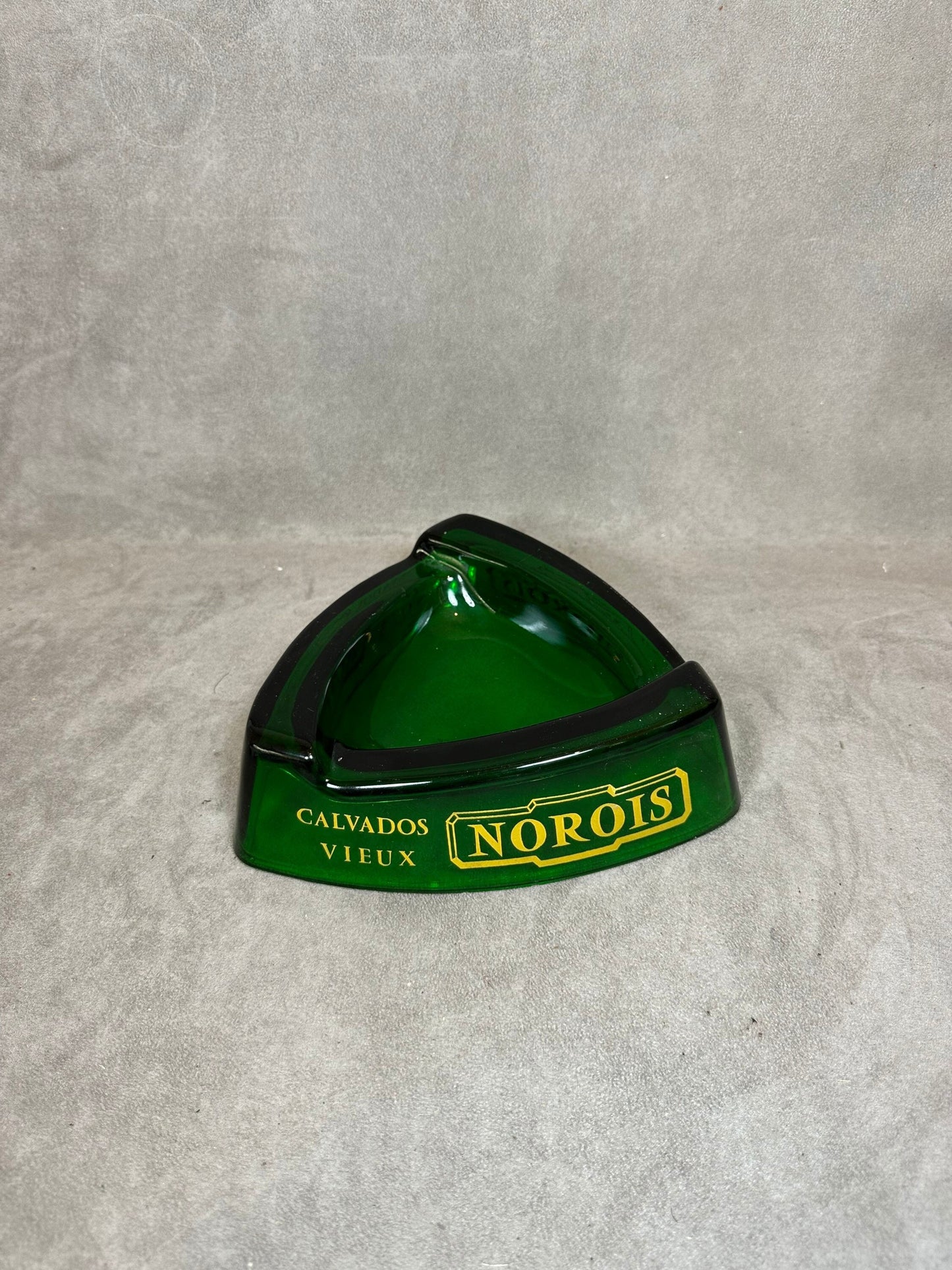 XXL advertising ashtray Calvados NOROIS in green glass